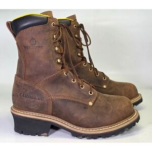 Carolina Poplar 8" Mens Work Boots Size 9 Brown Wide Soft Toe Waterproof Shoes